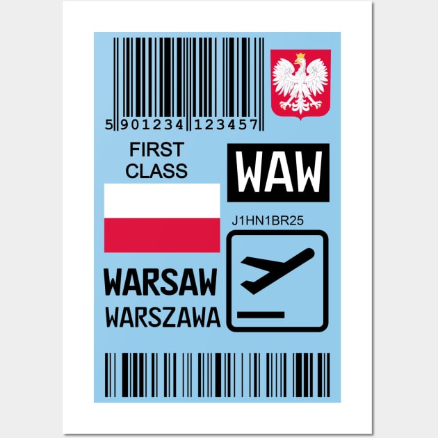 Warsaw Poland travel ticket Wall Art by Travellers